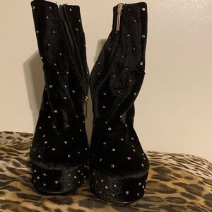 Kurt Geiger Black Multicolor Studded Heeled Boots